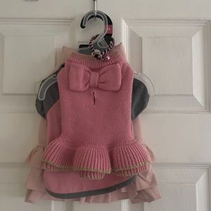 Adorable pink coat shirt and collar set